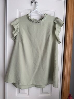SHEIN Light Sage Green Ruffle Sleeve Blouse